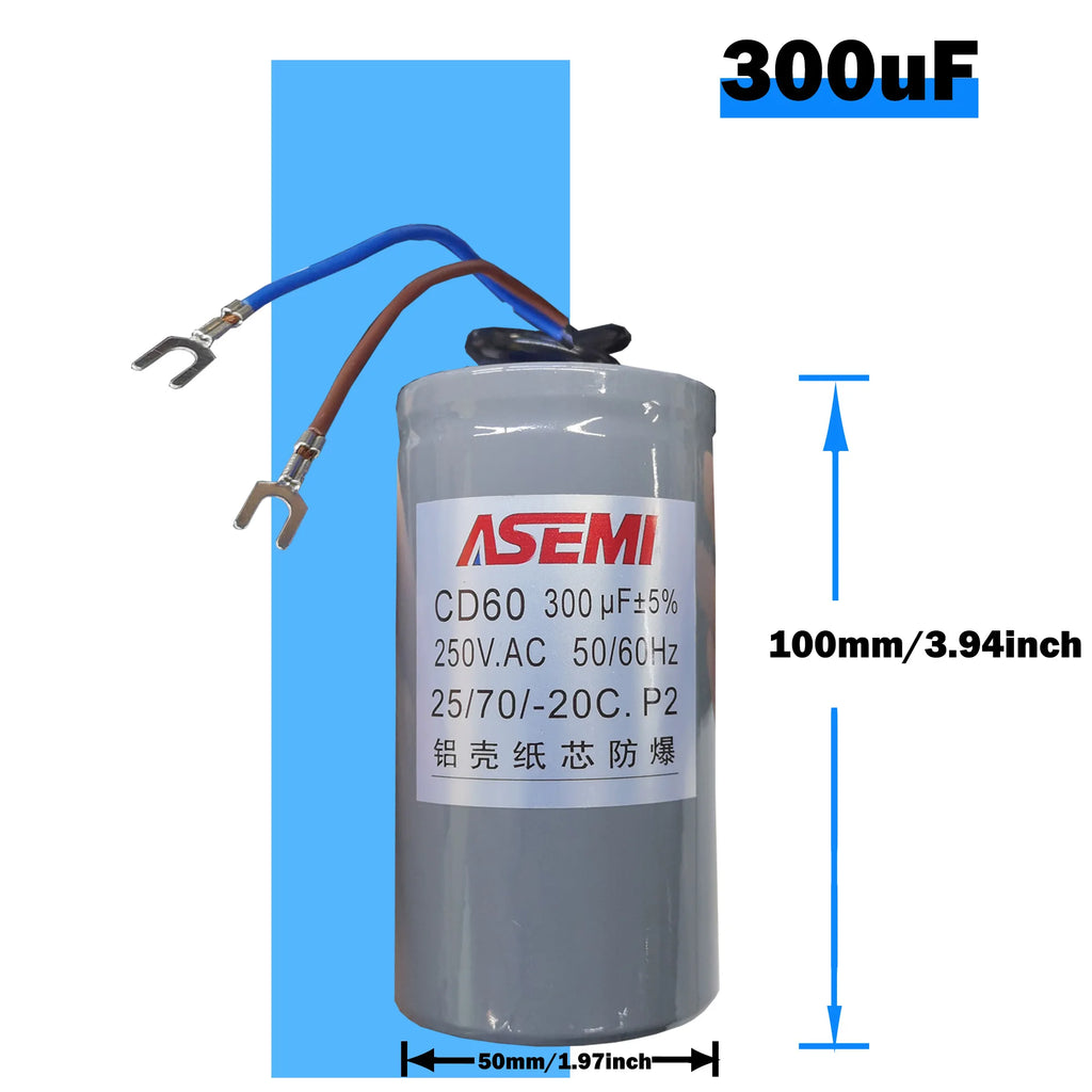CD60 P2 250V AC 50/60Hz Starting Capacitor Startup Aluminum Shell Paper Core 75uF 100uF 150uF 200uF 250uF 300uF