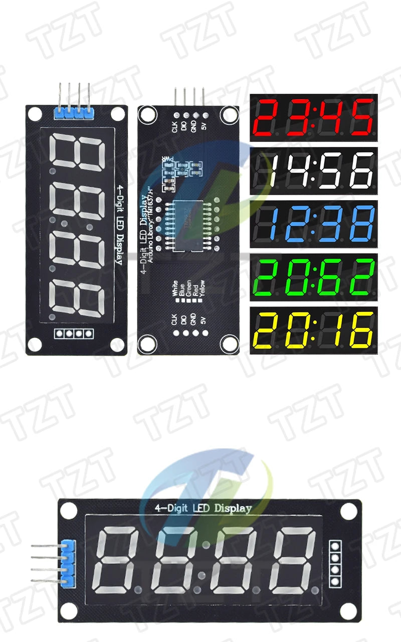 TM1637 LED Display Module for Arduino 4 Digit Tube 7 Segment 0.56 inch Time Clock Indicator Module Red Blue Green Yellow White