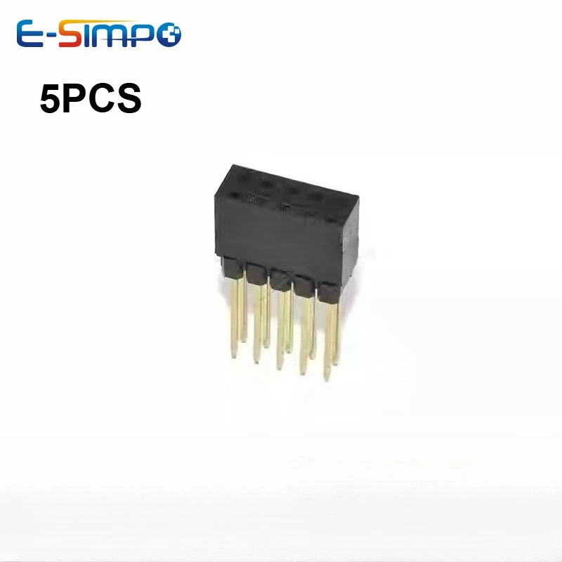 5PCS 2.54mm Pitch PC104 2X5P Double Row Female Header Socket Connector Plastic Height 8.5+2.5=11mm Pin Long 12.2MM Gold-plated