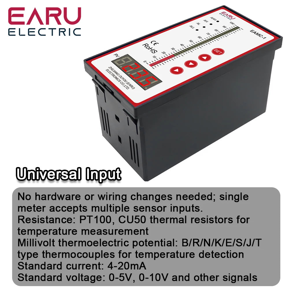EARU Intelligent Controller 4-20mA 0-10V 0-5V Input With 4 Ways Relay Water Oil Liquid Level Temperature Pressure Transmitter