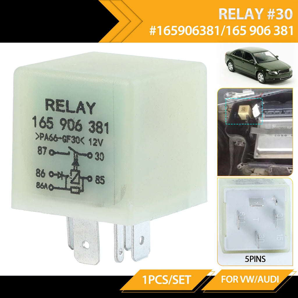 Car Engine Control Unit ECU & Fuel Pump 5-Pin Relay (No.30) 165906381 165 906 381 for Volkswagen VW Passat B5 Corrado Audi A4 A6