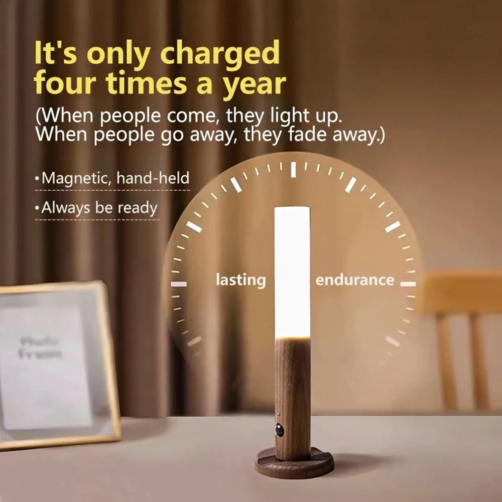 Rechargeable Wall Sconces Magnetic Wall LightsNight Light Motion Sensor Night Lights Wooden Wall Lighting for Bedroom Stair