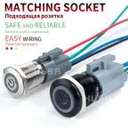12/16/19/22mm Black shell Push Button Switch Metal Waterproof Latching Momentary LED Light Car Engine Power Switch Blue Red HUSA