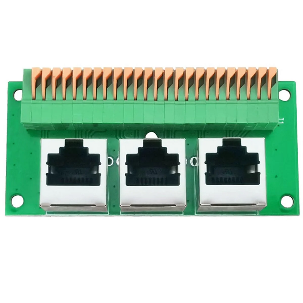 RJ45 Female Breakout Board,Solderless RJ45 to 8Pin Quick Spring Terminal,Three Ways RJ45 Female Connector with PCB Board
