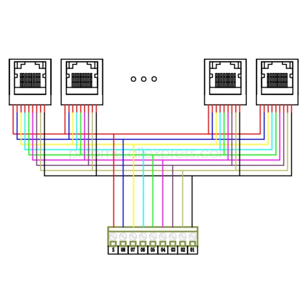 1 To 9 Port RJ45 To Terminals Breakout PCB Board Ethernet LAN Interface Terminal Module Adapter Switch Din Rail Mounting