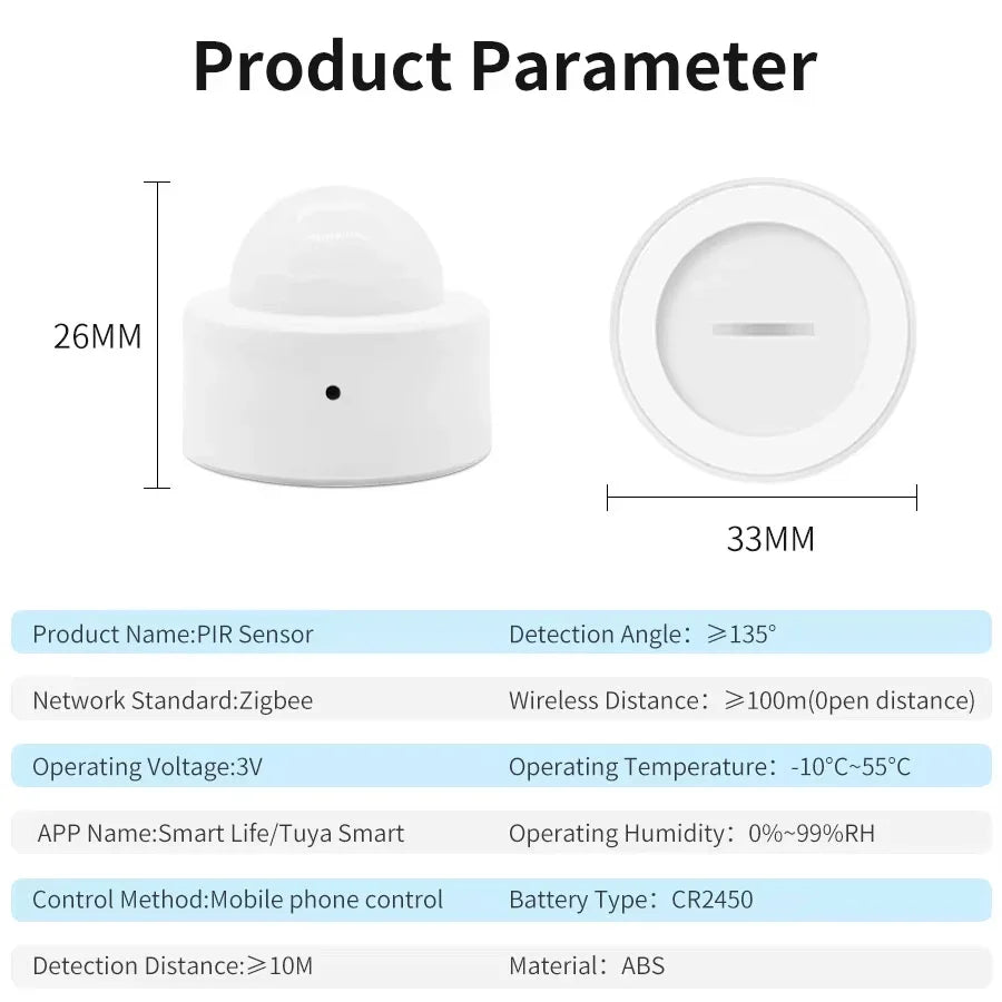 Zigbee PIR Motion Sensor Infrared Detector Mini Smart Human Body Sensor Remote Control Alarm Work with Tuya Alexa Smart Life App