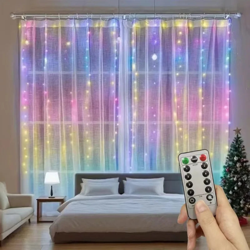 USB Powered Christmas Fairy Curtain Lights with Remote 8 Modes for Holiday Bedroom Wedding Xmas Tree and Window Decorations