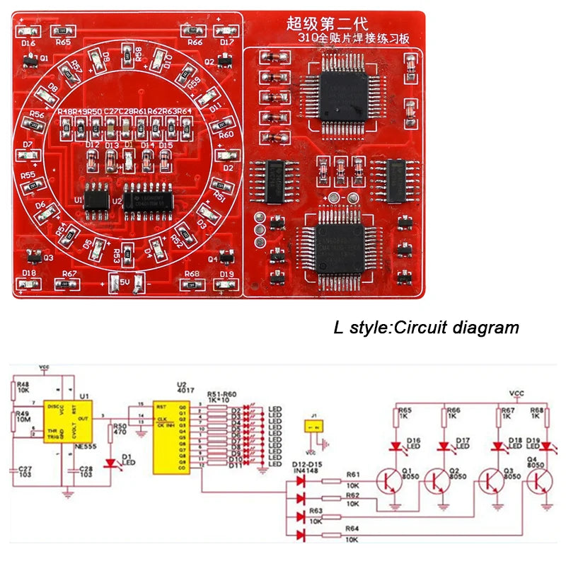 Soldering Practice Board SMD Circuit Board LED Electronic SMT Component DIY PCB Kit Project Tools Practice Soldering Skills