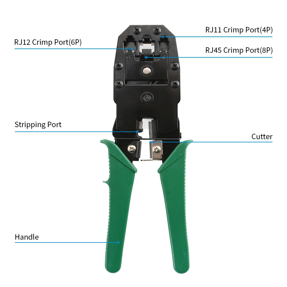 RJ45 Crimping Tool for Cat5 Cat5e Cable with Wire Stripper Cutter Network LAN Crimper Pliers RJ12 RJ11 Multifunctional Hand Tool