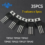 35/70pcs 7values Transistor Kit TIP31C TIP32C TIP41C TIP42C TIP122 TIP127 TIP142 PNP NPN TO-220 Transistors Set