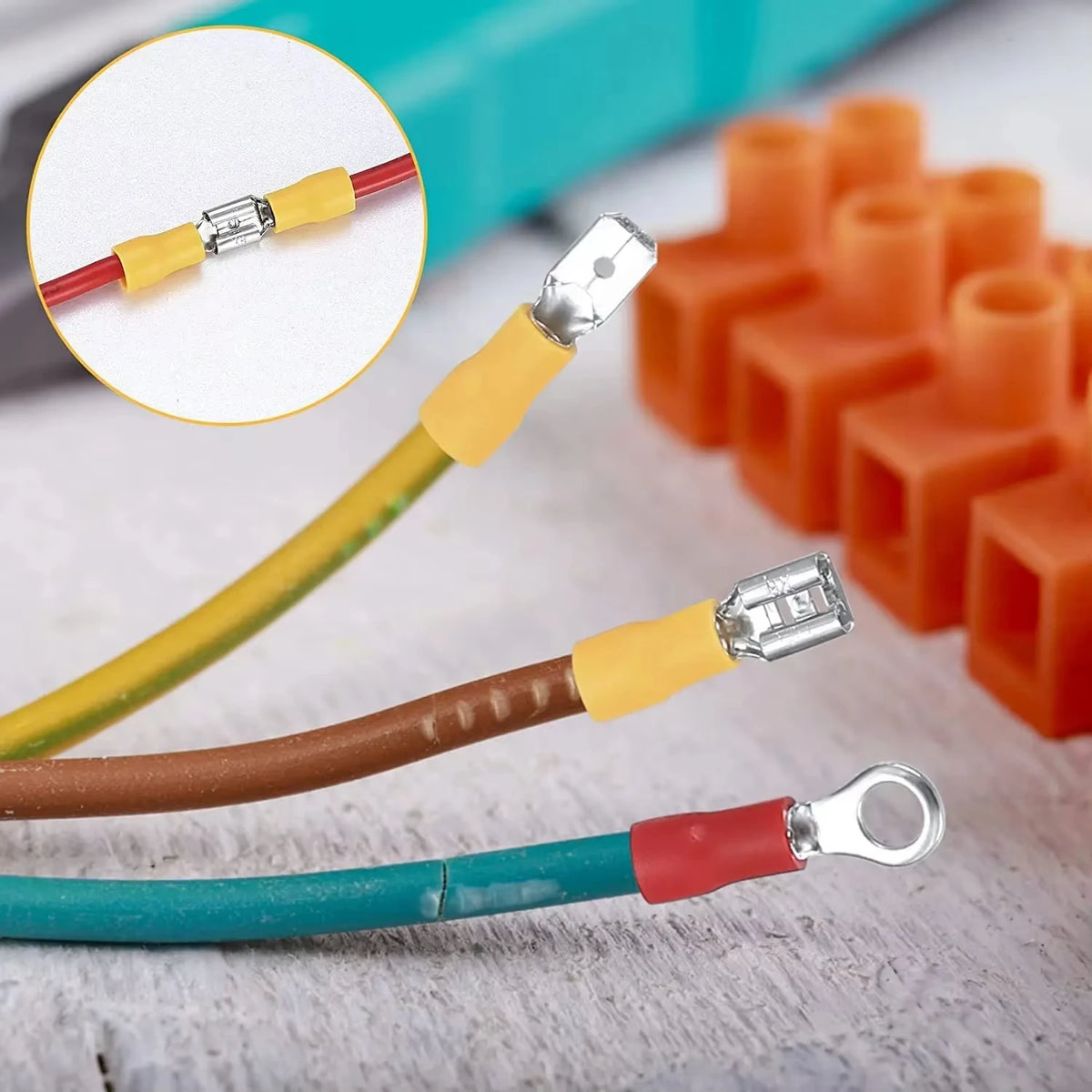 Automotive Insulated Crimp Terminals Kit, Male Female Spade Ring Fork Butt Lugs, Assorted Electrical Wire Connector Set for Car