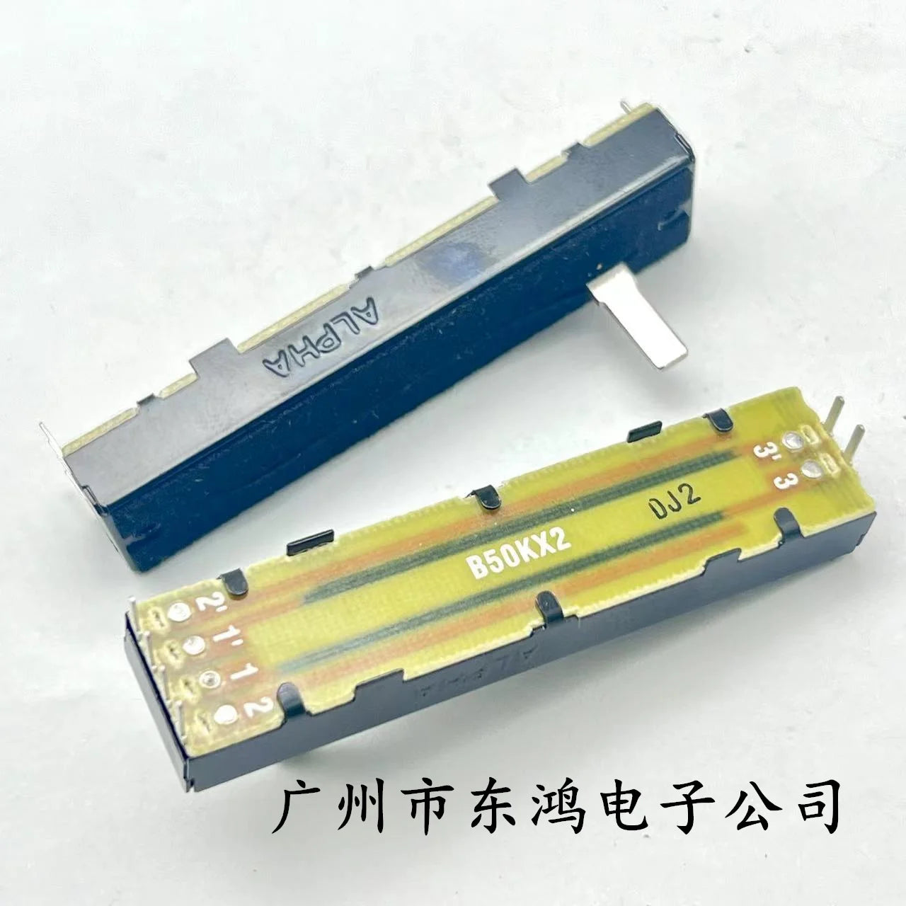 1 PCS original Taiwan ALPHA 73mm rail potentiometer dual B50KX2 6 pin shaft length 15mm with dust prevention