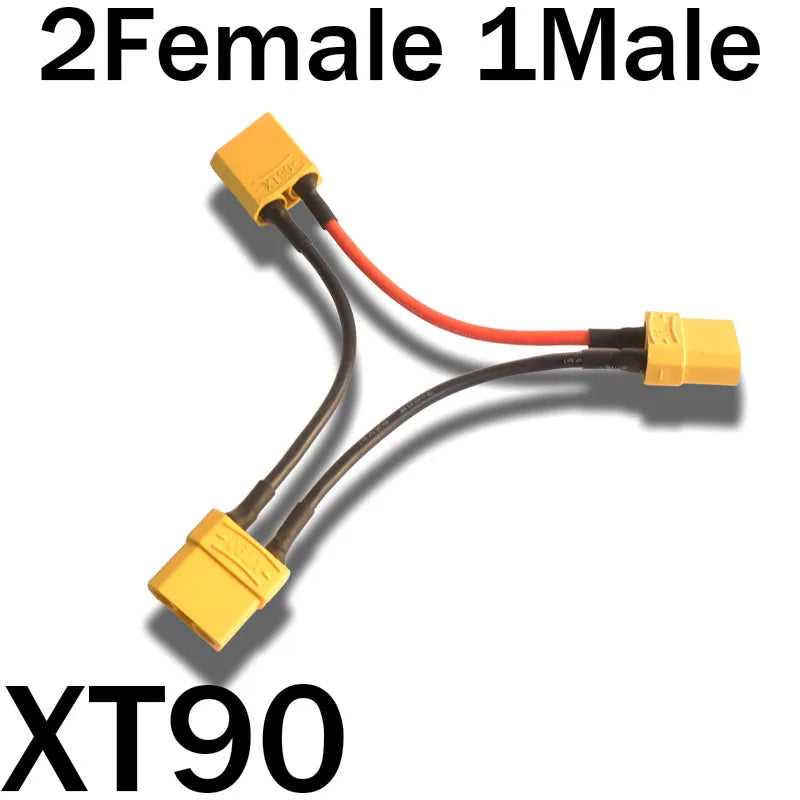 XT90 Connector Male to Female Battery Adapter Series Y Shape Rc Helicopter Connection Cable 14AWG 10CM Heat-Resistant Silicone 