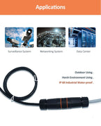 Ethernet LAN CAT6A Shielded IP68 M23 RJ45 Waterproof Connector RJ 45 Female Network Cable Extension Adapter