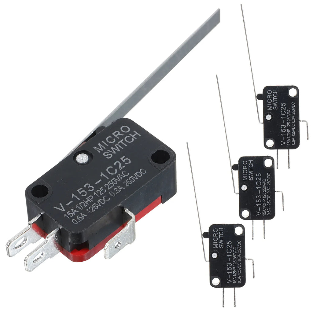 4Pcs Limit Switches Micro Type Long Hinge Lever Pin Plastic Package Waterproof Momentary Push Button for Home Appliances Audio