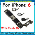 For iPhone 6 Motherboard Full Chips iOS System Free ICloud Logic Board Good Tested 4G LTE Mainboard 16/16/128GB Plate Unlocked