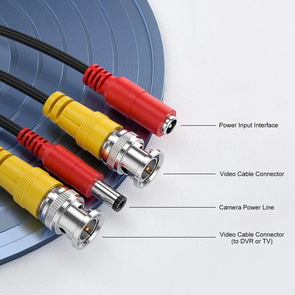 BNC Cable 2 IN 1 BNC Video and Power Security Camera Wire BNC Extension Cable with 2 Female Connectors for AHD DVR System