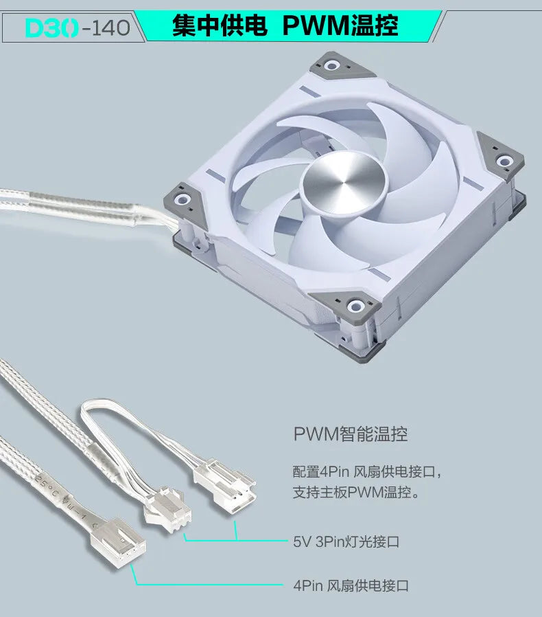 Phanteks D30-140 ARGB Case Fan 140mm CPU Cooling Fan 4PIN PWM Air Cooler Fans Wireless Splicing Computer Heat Dissipation Fan