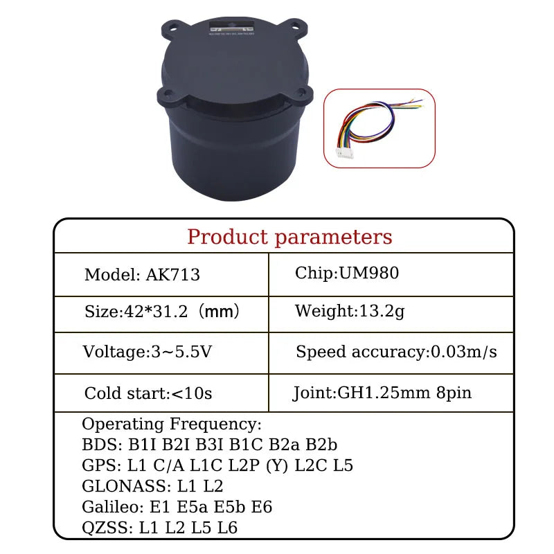 F9P/UM980/UM981/UM960/M20 GPS Antenna with Compass IST8310&RM3100 for Drone RTK Module Precision Agriculture Auto-Survey Mapping