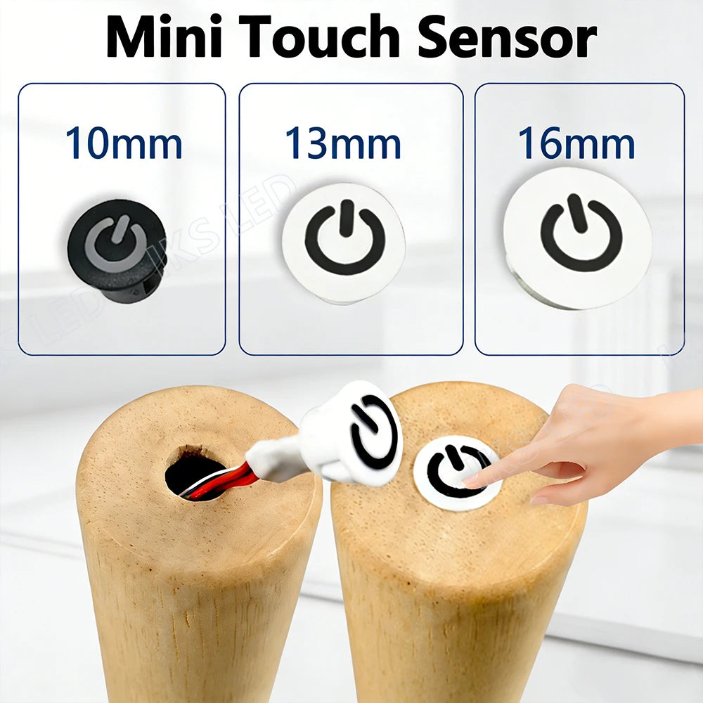 10mm 16mm Smart Home Touch Sensor Button Dimmable Controller Switch for DC5V 12V 24V Smart Home Led Tape LED Dimmer Controller