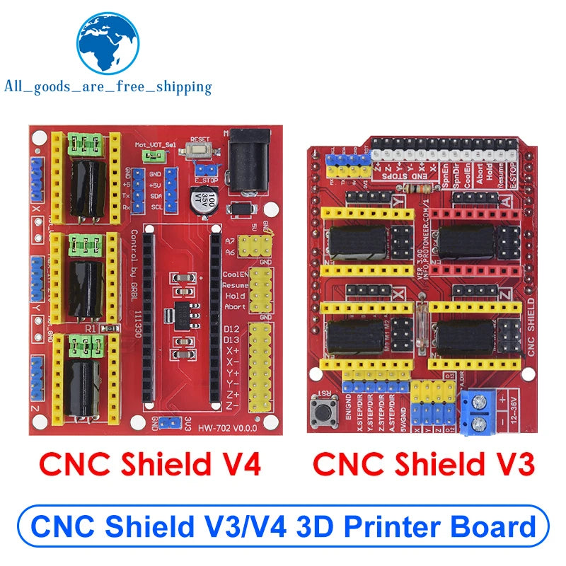 TZT 1/3PCS New CNC Shield V4 shield V3 Engraving Machine / 3D Printer / A4988 Driver Expansion Board for arduino Diy Kit