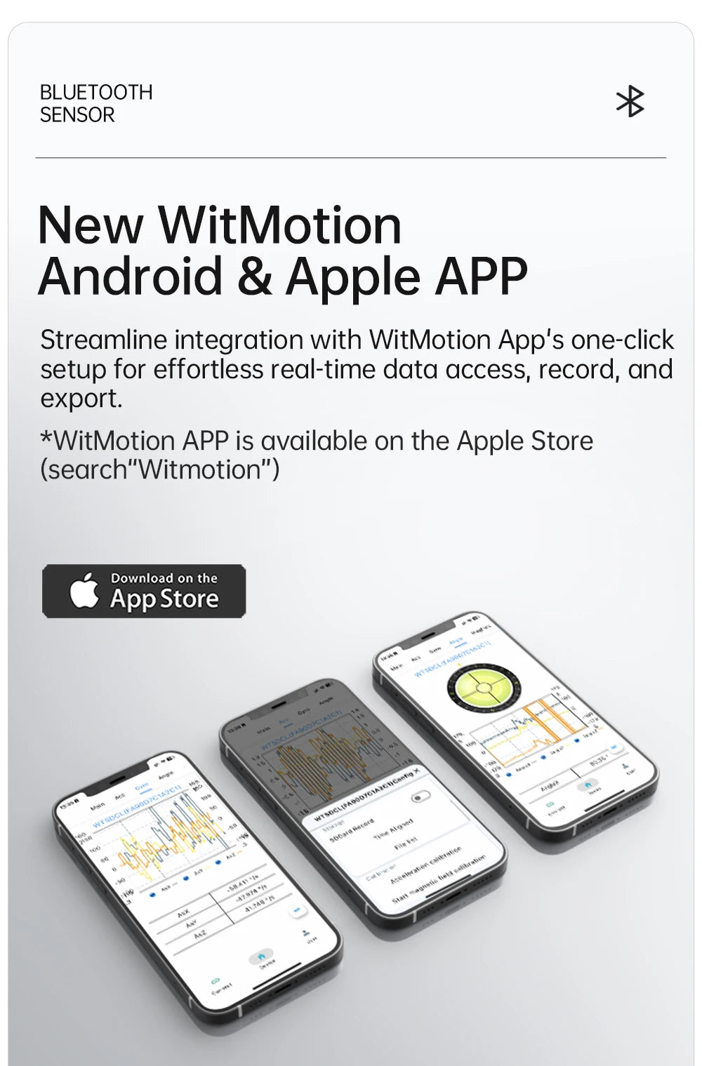 WitMotion WT901BLECL MPU9250 IMU BLE 5.0 Accelerometer Inclinometer, 3 Axis Acce+Gyroscope+Magnetometer BLE 50m for IOS/Android