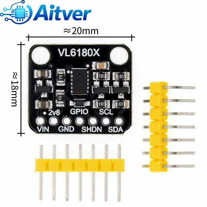 VL6180 / VL6180X Time‑of‑Flight Range Finder Sensor Module, Optical Distance + Gesture Detection, I2C 3.3V 5V for Arduino ESP32