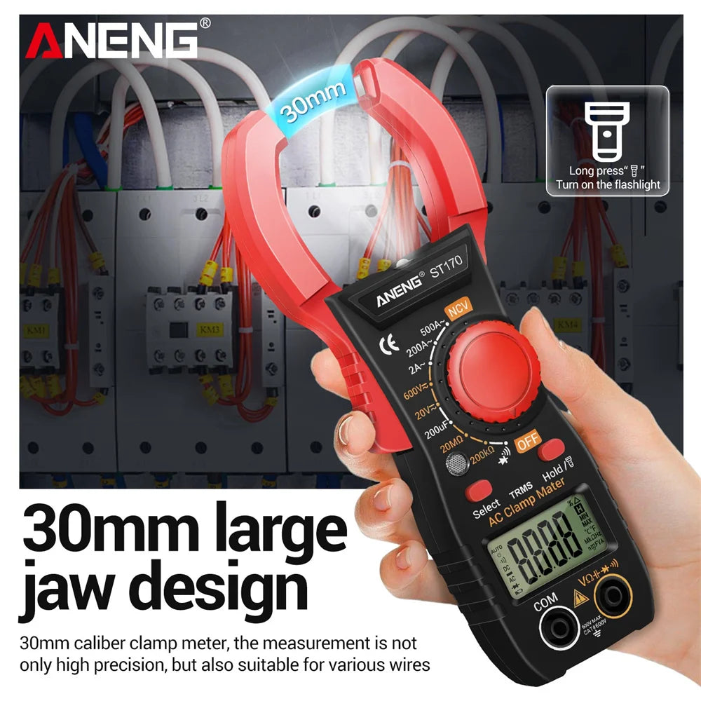 ANENG ST170 Clamp Meter Digital Multimeter Tester 500A AC Current AC/DC Voltage+B18 Highlight Voltage Tester Pen Electrician Set