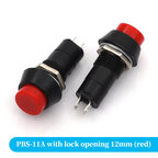 2PCS PBS-11A PBS-11B 12mm self-locking Plastic Push Button Switch Latching Switchs 3A 250V AC 2PIN