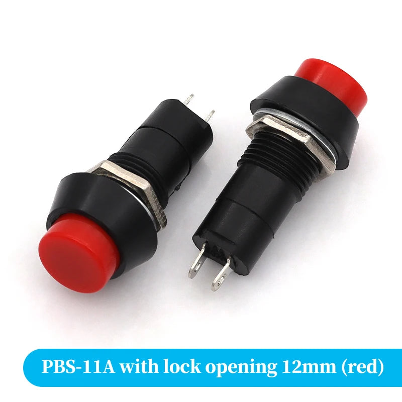 2PCS PBS-11A PBS-11B 12mm self-locking Plastic Push Button Switch Latching Switchs 3A 250V AC 2PIN