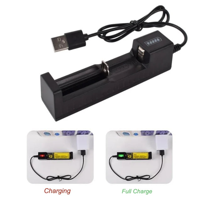 18650 26650 14500 Charger Universal 1 Slot Battery USB Charger Adapter LED Smart Chargering for Rechargeable Batteries Li-ion
