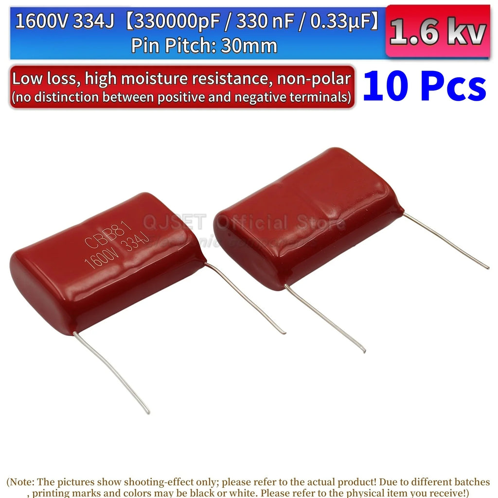 10Pcs CBB81 Metallized Polypropylene Film Capacitors High-Voltage 1.6 kV 1600 V 102j 104j 153 222 332 334 472 474 562 682J 0.1uf