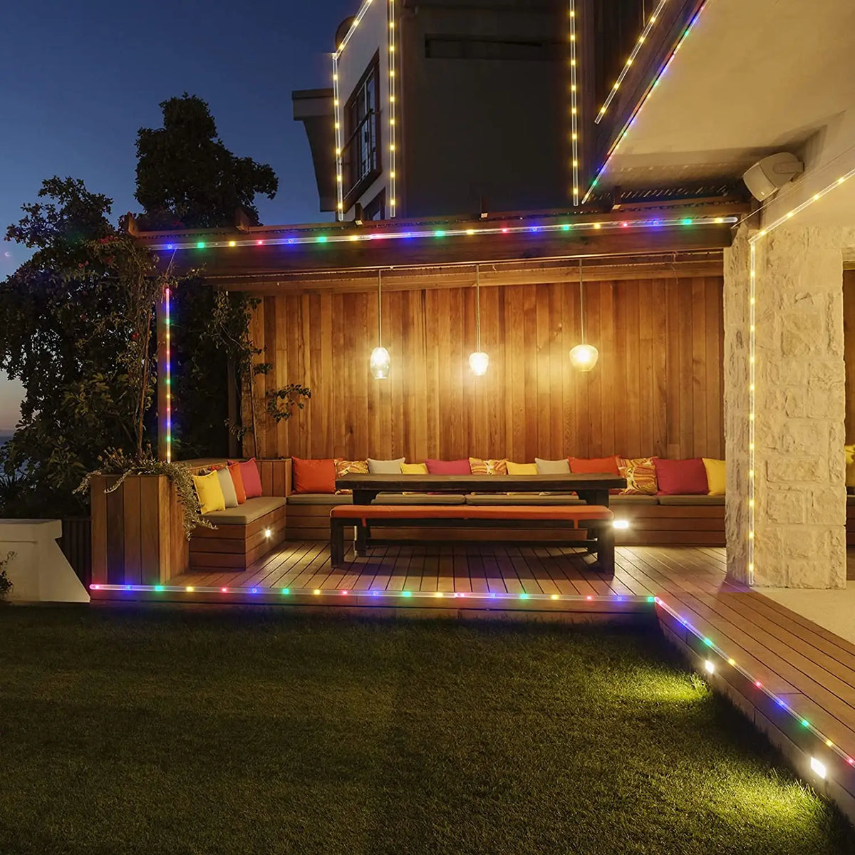 1pack Solar Rope Lights Solar LED Light Path Outdoor Garden Solar String Lights Waterproof Outdoor Lighting Strips 8 Light Modes