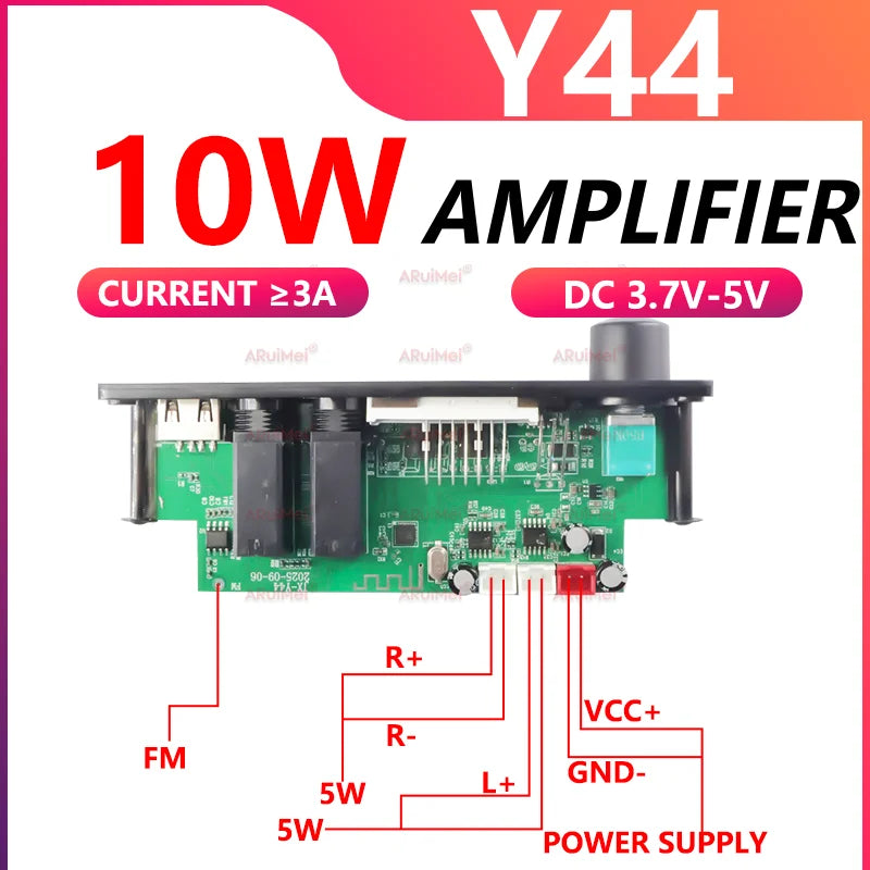 10W Low Voltage Amplifier Board Bluetooth 5.0 MP3 Decoder 3.7V-5V with USB/TF/FM Recording Call for Car Audio DIY Projects