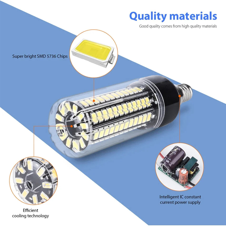 30W LED E27/E26 Corn Light Bulb E14 Chandelier Lamp B22 Ceiling Bulbs AC 85-265V No Flicker For Home Living Room Cold/Warm White