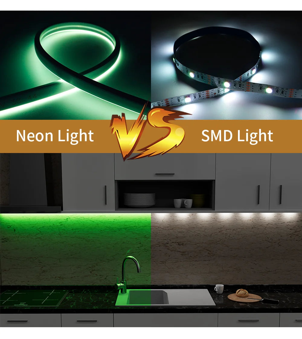 Dream Color LED Neon Strip WS2811 5050 RGBIC P67 Waterproof   Addressable Smart IC Flexible Light Tape for Room DIY DC12V/24V