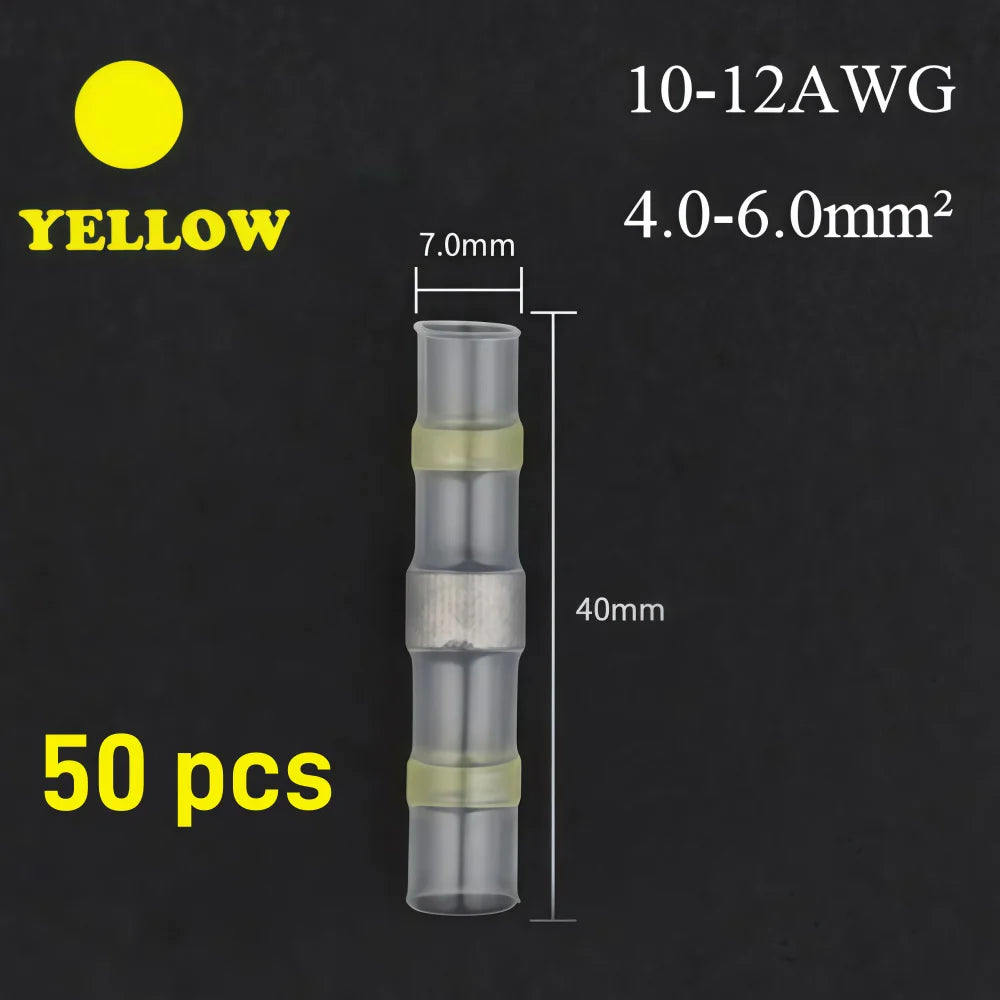 Heat Shrinkable Tube Waterproof Solder Ring Wire Connectors 10/30/50PCS Awg22-18 Butt Bushing Electrical Splice Terminal
