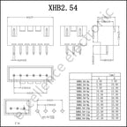 10Sets XHB 2.54MM Connector with Buckle Hole Though Type 2/3/4/5/6/7/8/9/10 Pin Straight /Curved Pin+Housing+Crimp Terminal Kits