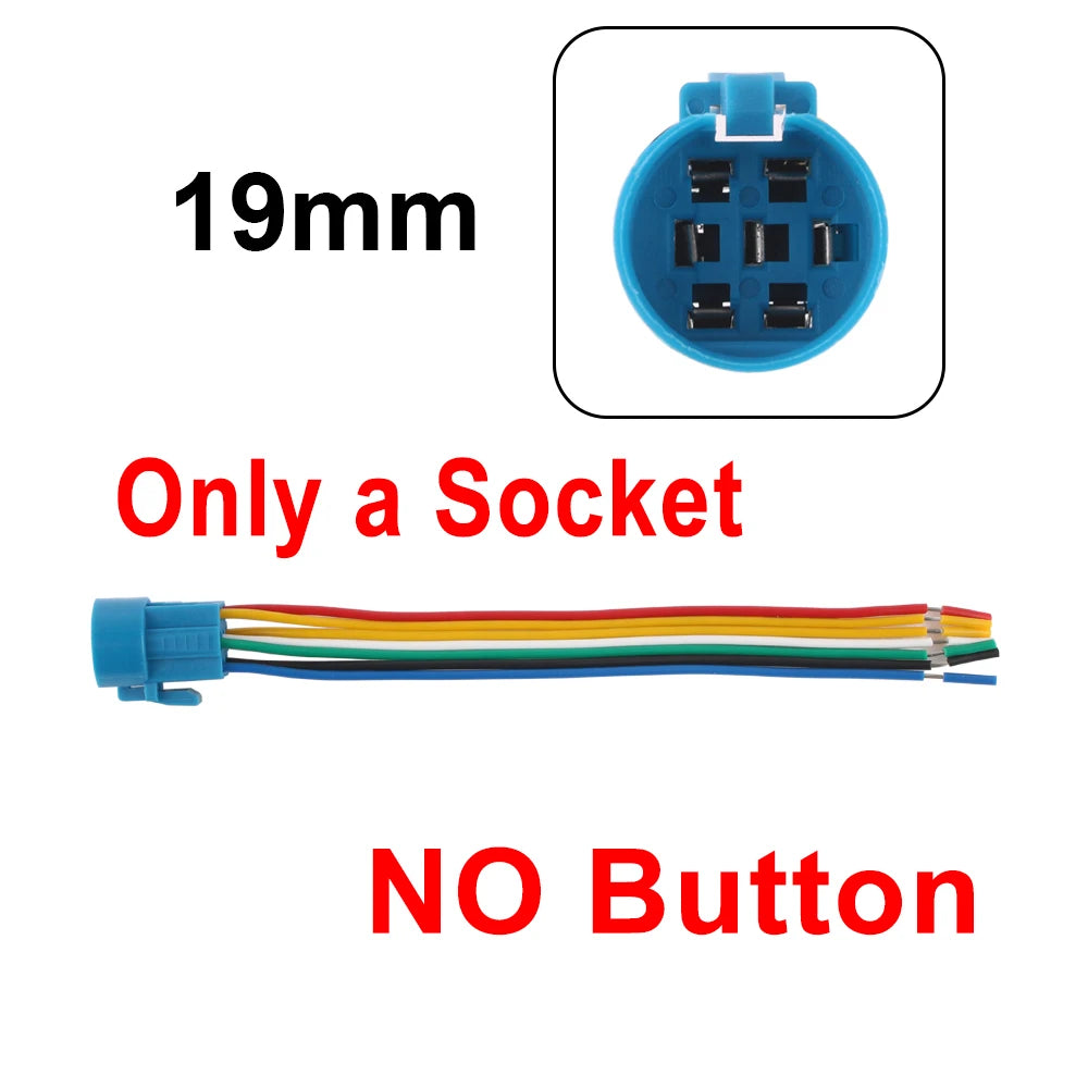 19mm Waterproof Momentary Latching Metal Doorbell Bell Horn Push Button Switch LED Ring Mark Fixation 5V 12V 24V 220 Lock Reset