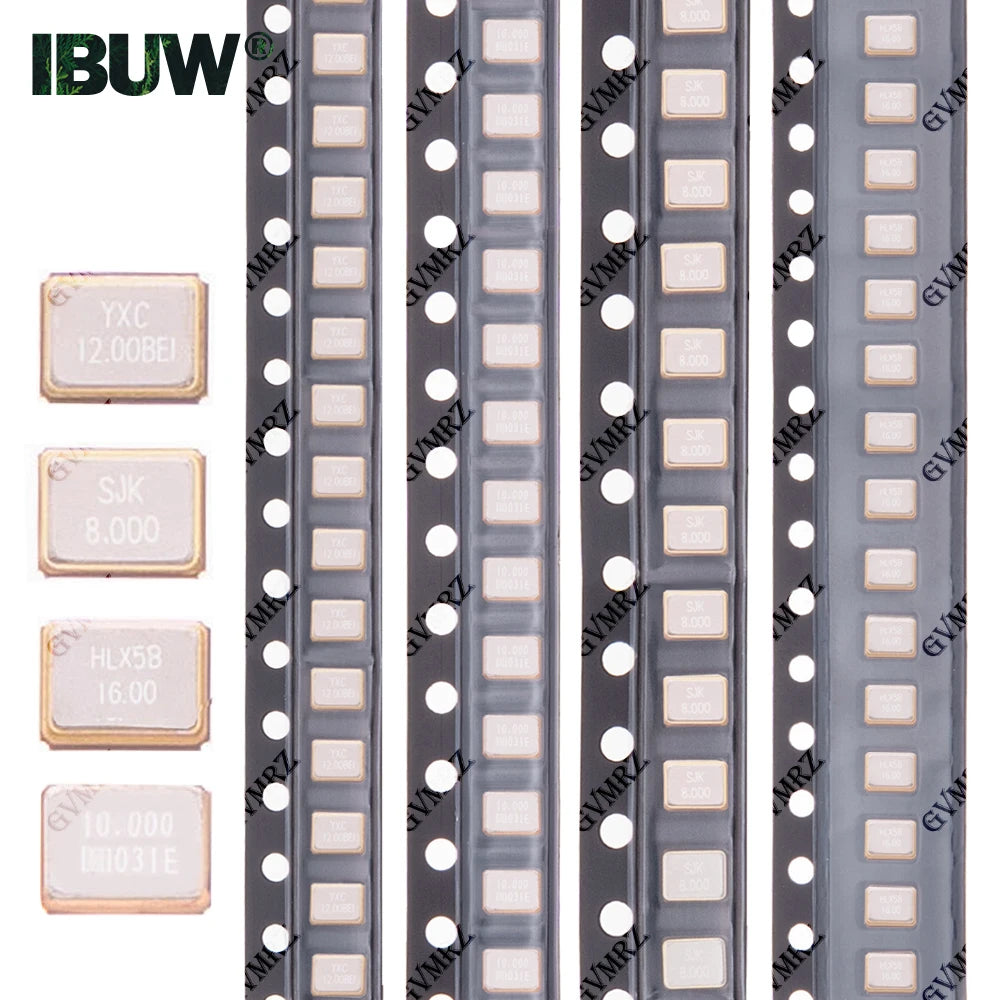 10PCS SMD 4P 3225  Passive crystal oscillator  8Mhz 10Mhz 12Mhz 16Mhz 20Mhz 24Mhz 25Mhz  26Mhz 27Mhz 30Mhz 32Mhz 40Mhz 48Mhz