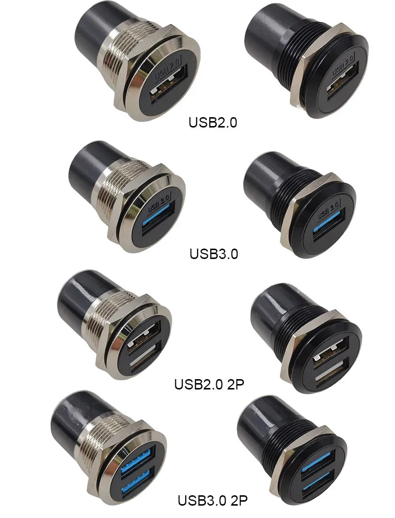 10PCS Panel Openings, 24 Metal Circular D-Shaped USB 2.0 3.0 Single Port Double Port Female Socket Waterproof Joint