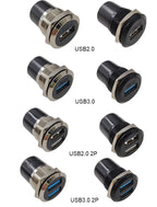 10PCS Panel Openings, 24 Metal Circular D-Shaped USB 2.0 3.0 Single Port Double Port Female Socket Waterproof Joint