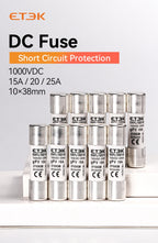 ETEK Solar DC 1000V PV Fuses 15A 20A 25A Ceramic GPV Fuse  10x38mm for Solar System Protection EKFL-10D
