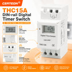 THC15A Digital Timer Switch Programmable Time Switch 30A DIN Rail Weekly Timer Relay 12V 24V 110V 220V LCD Controller