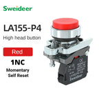 XB4 Button Switch Momentary Self Reset Flat High Head 22mm Power Push Button Switch with Light XB4-BA42 BA31 BA51 10A NC/NO Red