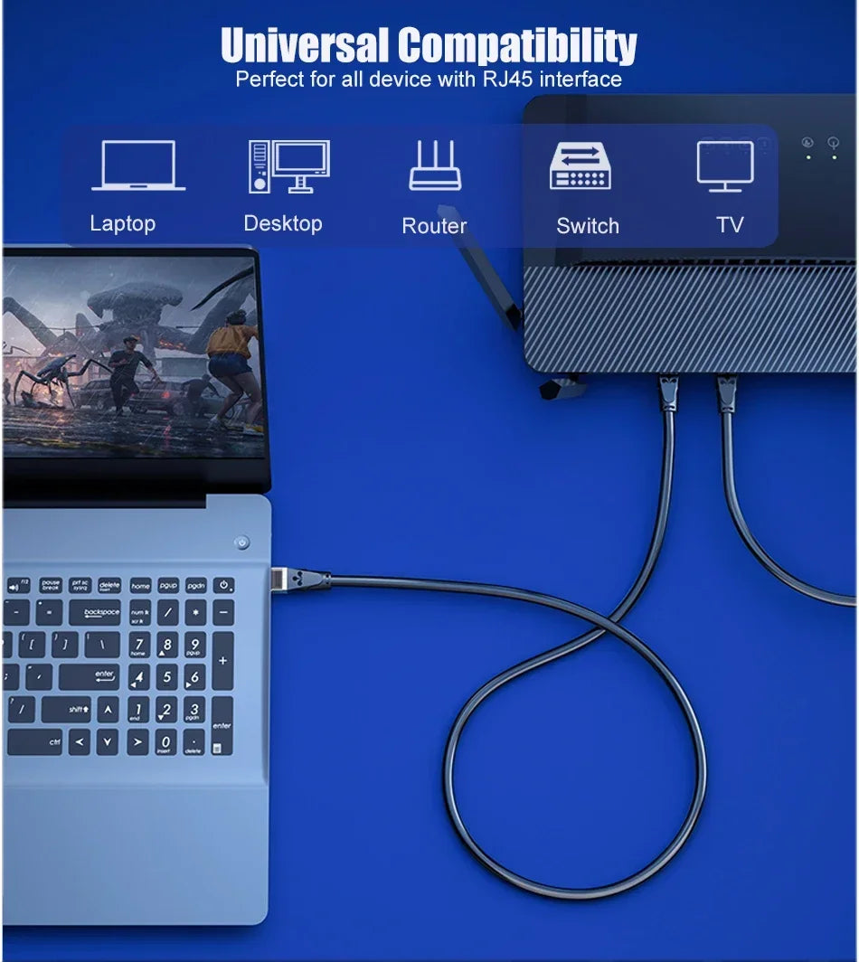 SAMZHE CAT6 Round Ethernet Cable RJ 45 Network Cable Patch Cord for Laptop Router RJ45 Internet Cable for Gaming Home Office