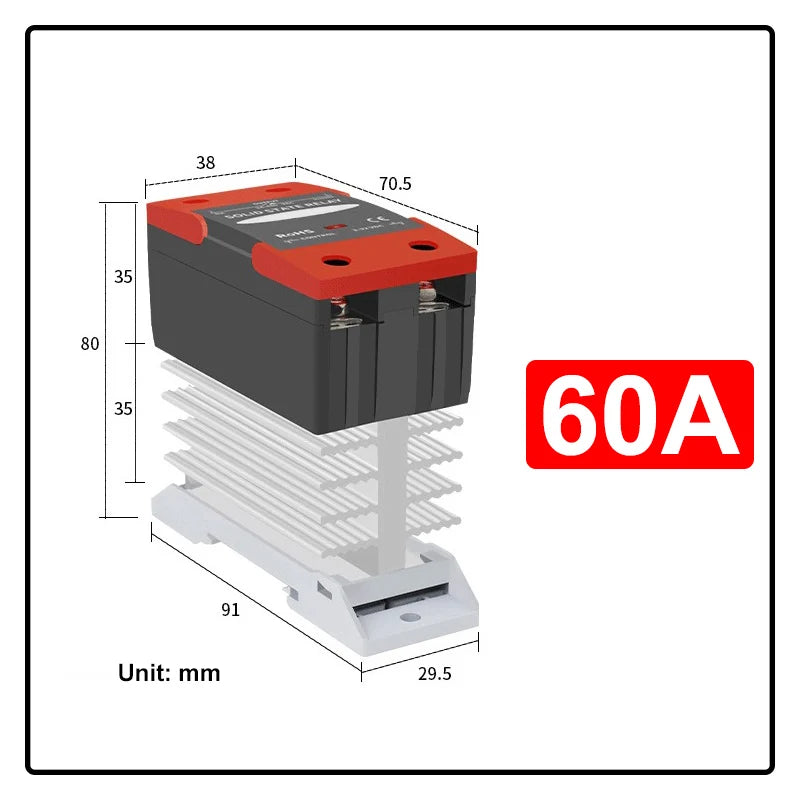 Solid State Relay Din Rail with Radiator SSR 25DA 40DA 60DA DC Control AC Single Phase SSR DA