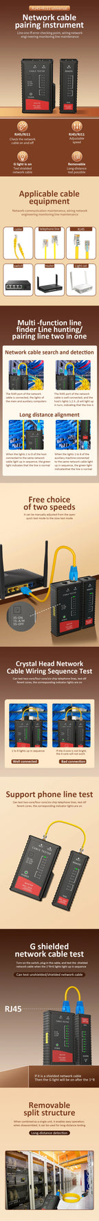 RJ45 RJ11 Crimp Tool Kit Pass Through Cat6 Crimping Tool For Cat5 Cat5e Cat6 8P6P Connector, All-in-one Ethernet Crimper
