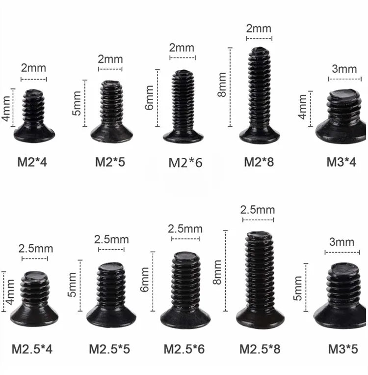 500Pcs Laptop Screws Kit M2 M2.5 M3 Flat Head Phillips, Computer & Notebook Small Screw Assortment Set