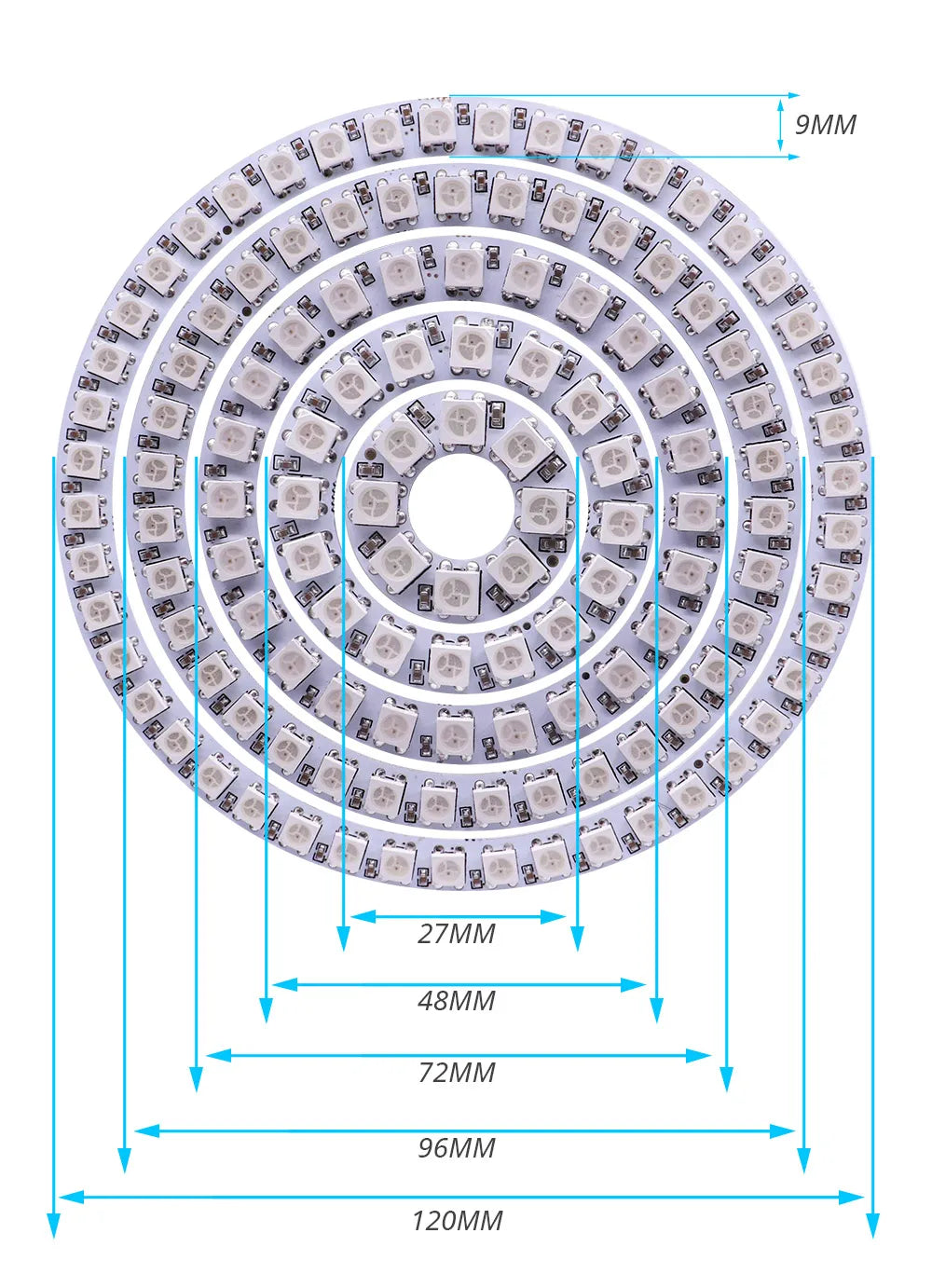 WS2812B DC5V Led Pixel Ring Individul AddressabIe Ring 5050 RGB WS2812 IC BuiIt-in Led ModuIe And 14Keys Lock USB  Controller